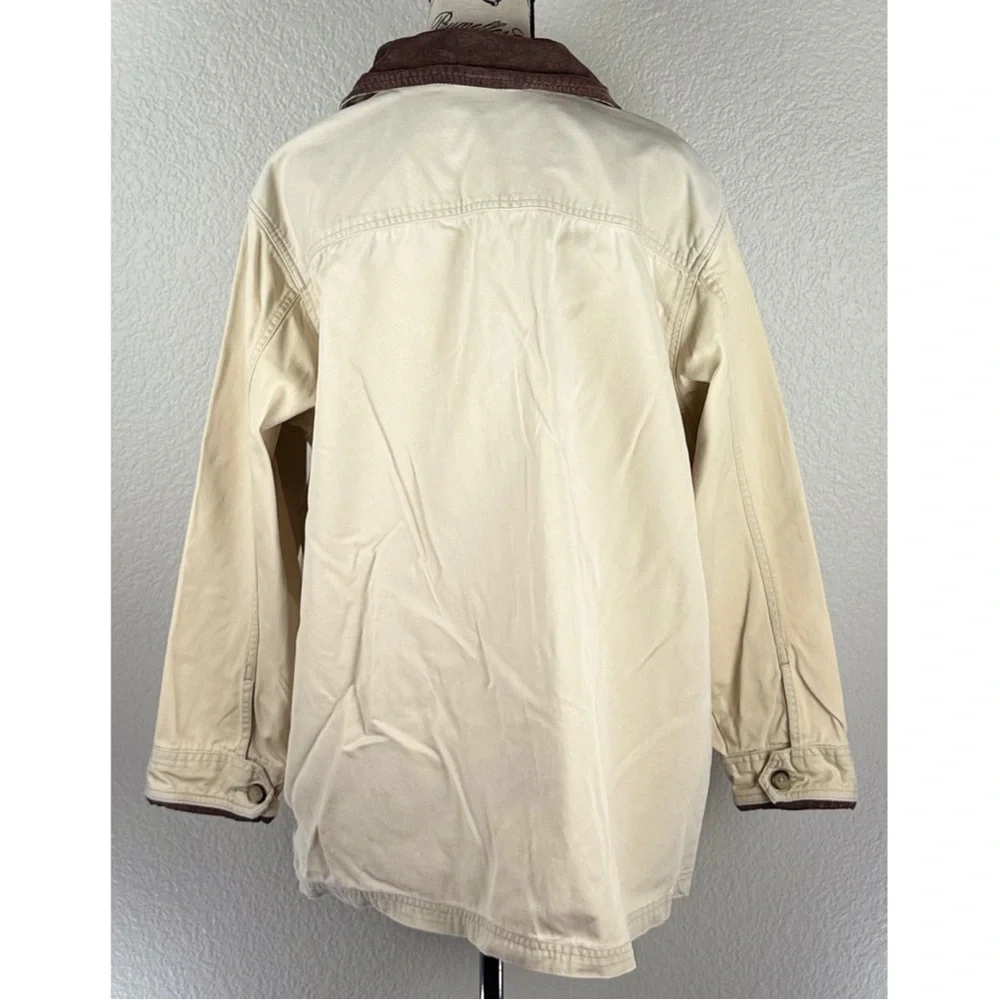 Vintage Women's Barn Utility Jacket Cream with Brown Corduroy Collar size Medium - Picture 5 of 9